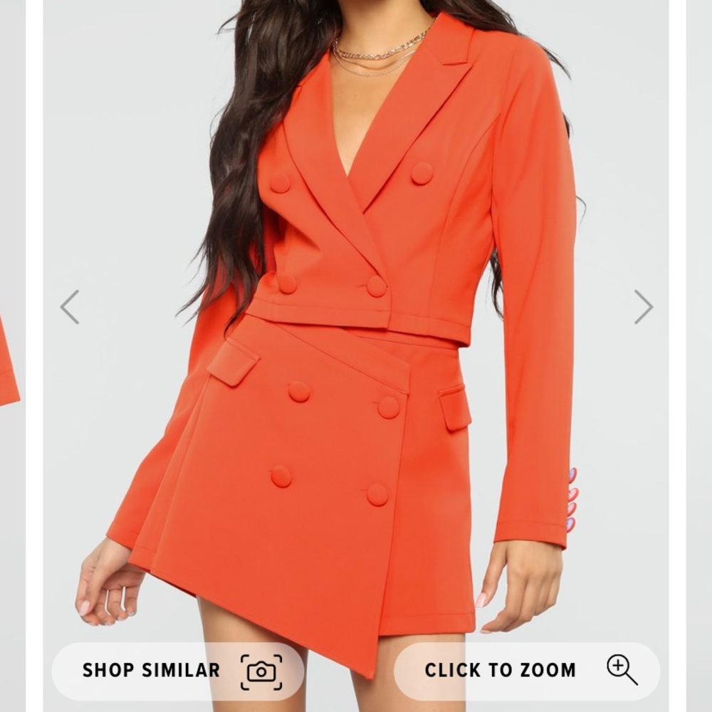 Orange 2 Piece Blazer Skort Set